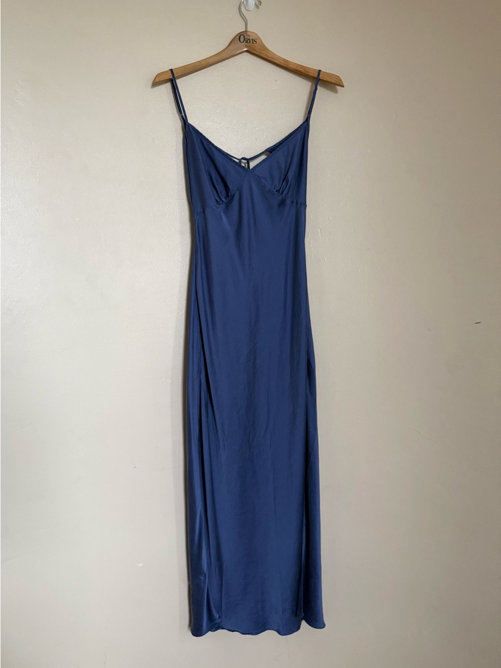 100% Silk Vintage Victoria’s Secret Blue Full Length Tie Back Dress